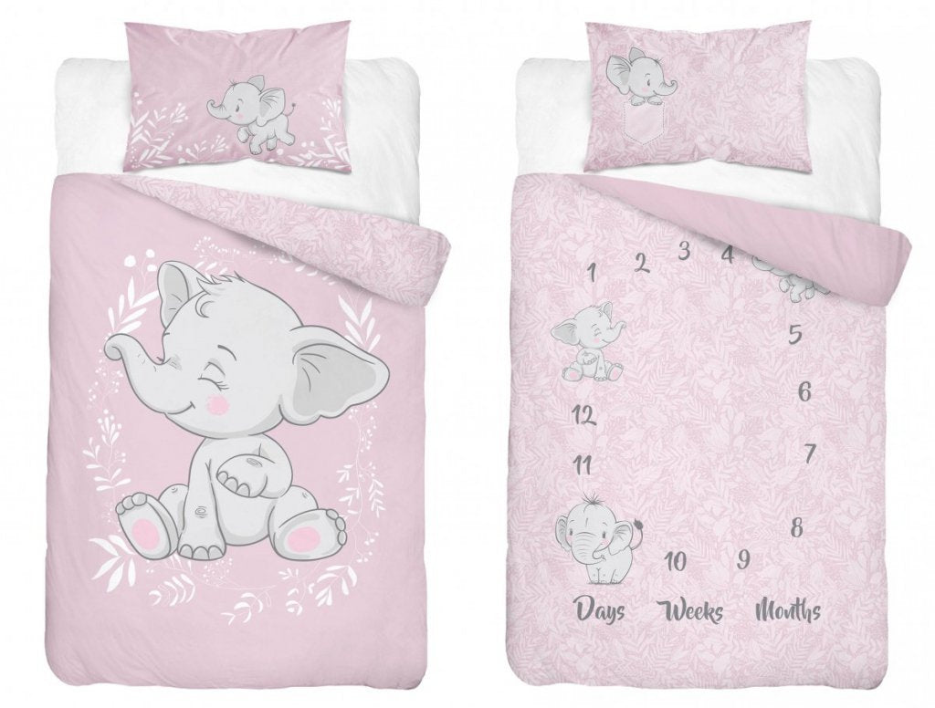 Disney Detexpol lenjerie de pat 2 piese 90x120 cm 0m+, Elefant cu roz
