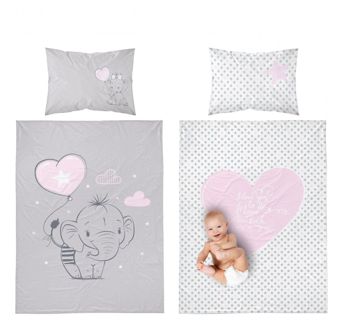 Disney Detexpol lenjerie de pat 2 piese 90x120 cm 0m+, Elefant cu roz Imagine principală a produsului