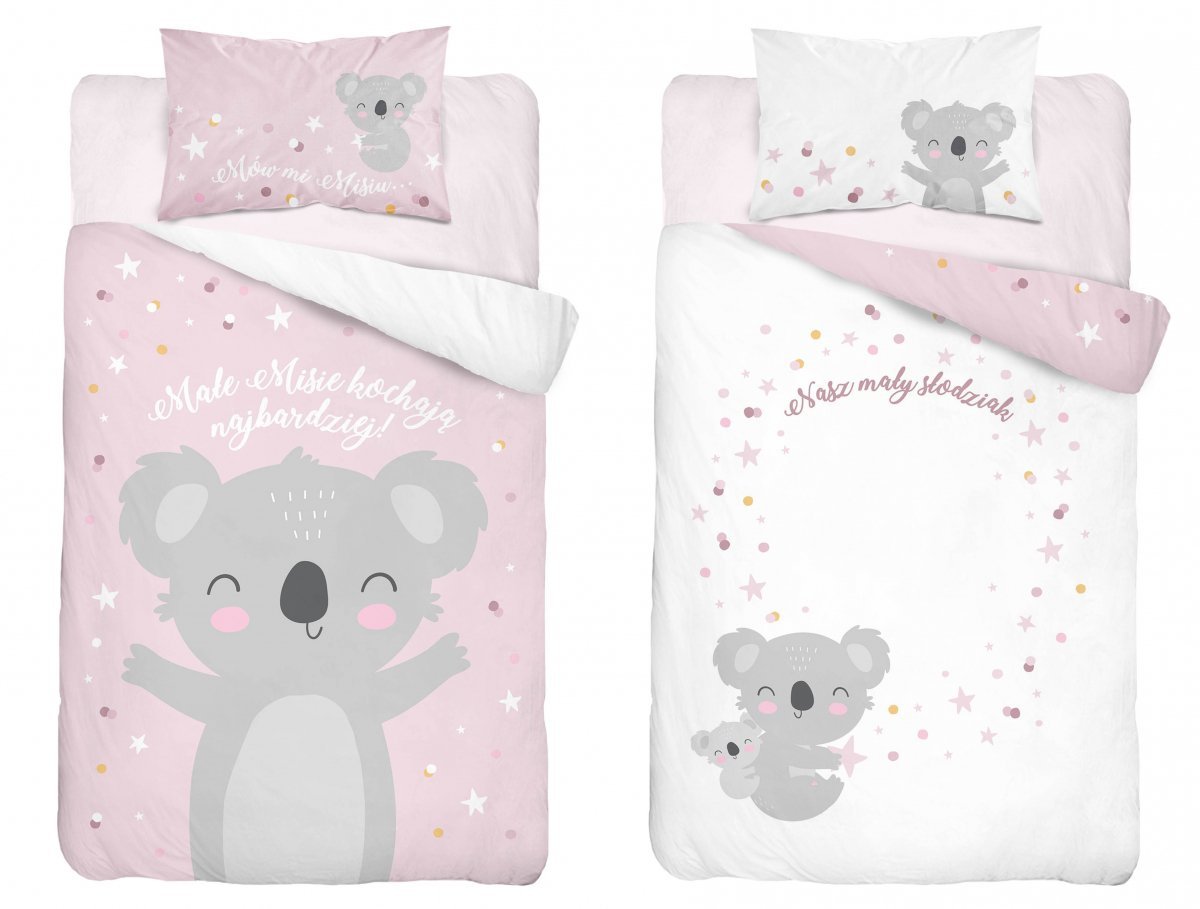 Disney Detexpol lenjerie de pat 2 piese 90x120 cm 0m+, Koala cu roz Imagine principală a produsului