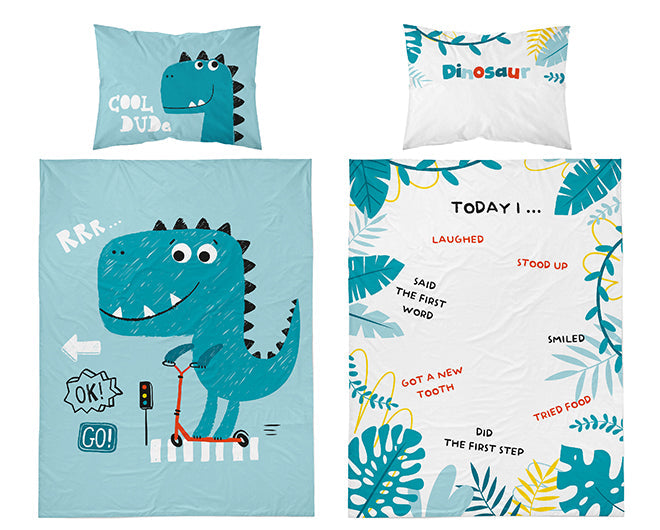 Disney Detexpol lenjerie de pat 2 piese Bamboo 100x135 cm 0m+ Dino turquise