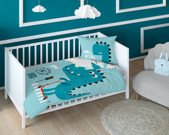Disney Detexpol lenjerie de pat 2 piese Bamboo 100x135 cm 0m+ Dino turquise