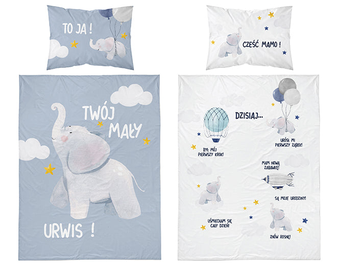Disney Detexpol lenjerie de pat 2 piese Bamboo 100x135 cm 0m+ Elefant blue Imagine principală a produsului