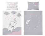 Disney Detexpol lenjerie de pat 2 piese Bamboo 100x135 cm 0m+ Elefant gri cu roz