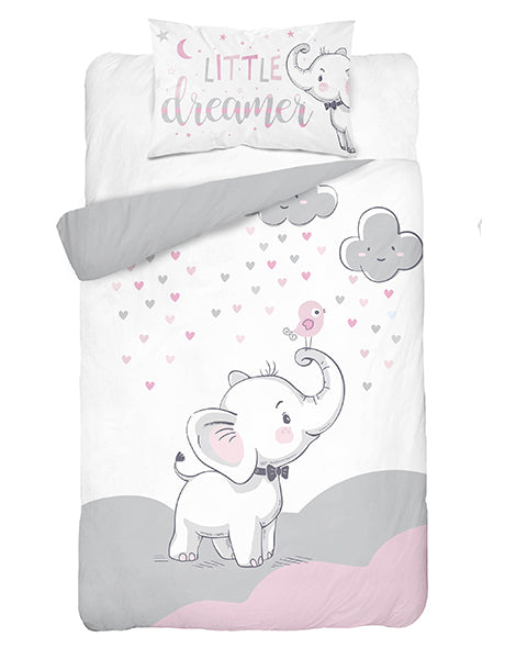 Disney Detexpol lenjerie de pat 2 piese Bamboo 100x135 cm 0m+ Elefant gri cu roz