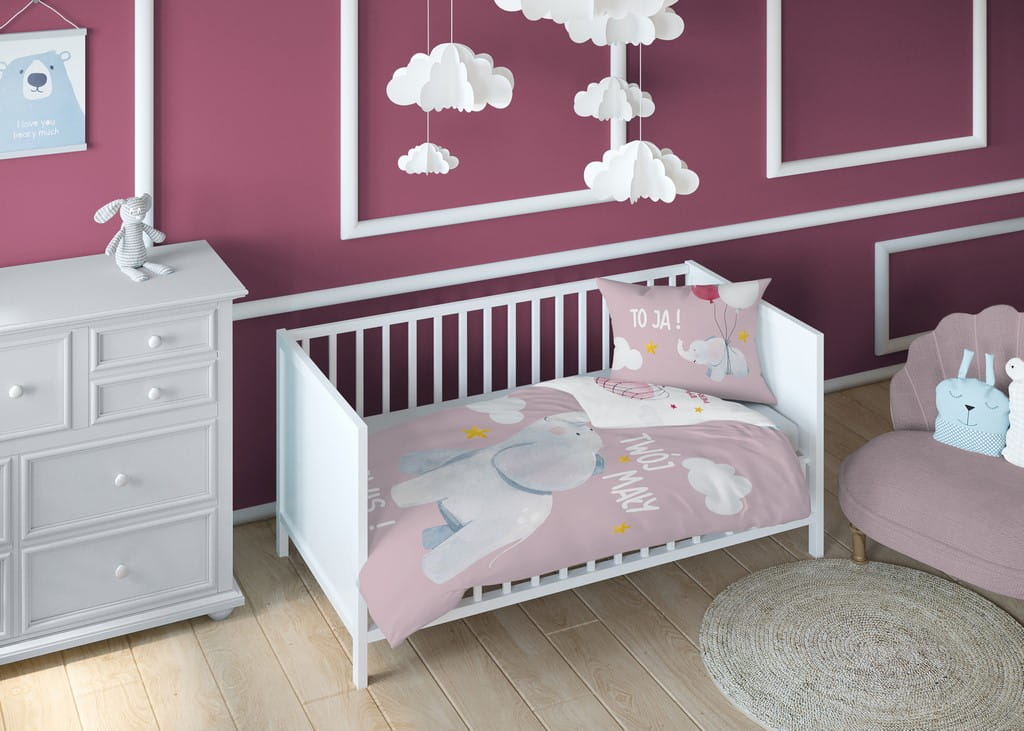 Disney Detexpol lenjerie de pat 2 piese Bamboo 100x135 cm 0m+ Elefant roz