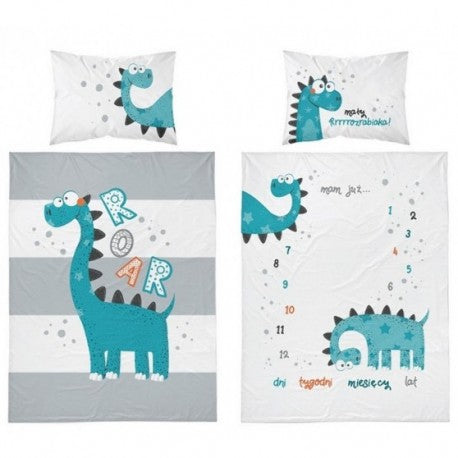 Disney Detexpol lenjerie de pat 2 piese Bamboo 90x120 cm 0m+ Dino Gri
