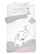 Disney Detexpol lenjerie de pat 2 piese Bamboo 90x120 cm 0m+ Elefant gri cu roz