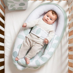 Doomoo Baby Nest din bumbac organic Cocoon 0m+ Leaves Aqua Green