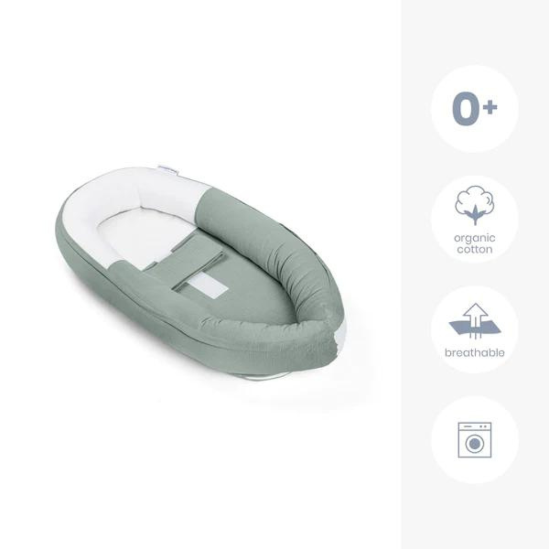 Doomoo Baby Nest din bumbac organic Cocoon 0m+ Tetra Jersey Green