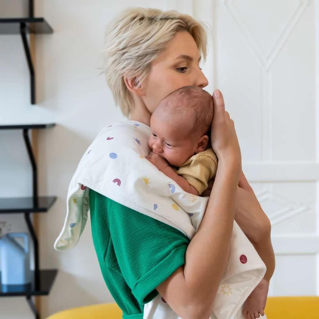 Doomoo paturica ultradelicata bumbac organic 0m+ Happy Colors