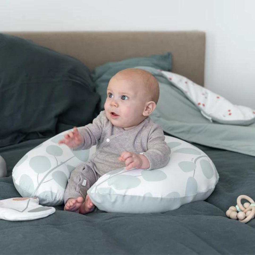 Doomoo perna pentru alaptat 2in1 Softy Leaves Aqua Green