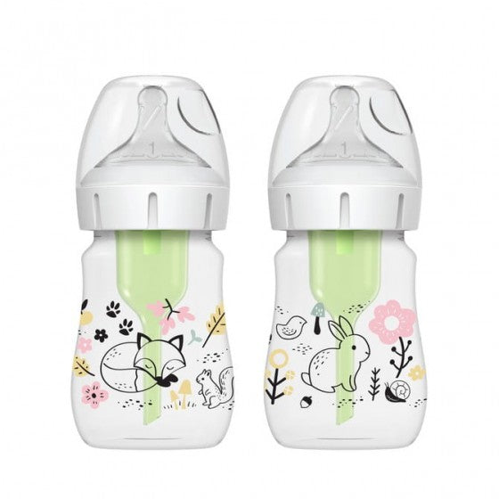 Dr. Brown's 2 biberoane Options+ gat larg Natural Flow Anti-Colic 150 ml 1/0m+ Forest Imagine principală a produsului