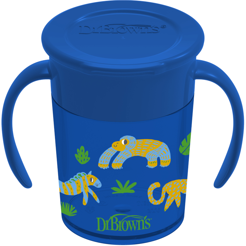 Dr. Brown's canita cu maner Cheers 360 de 200 ml 6m+ Albastru Imagine principală a produsului