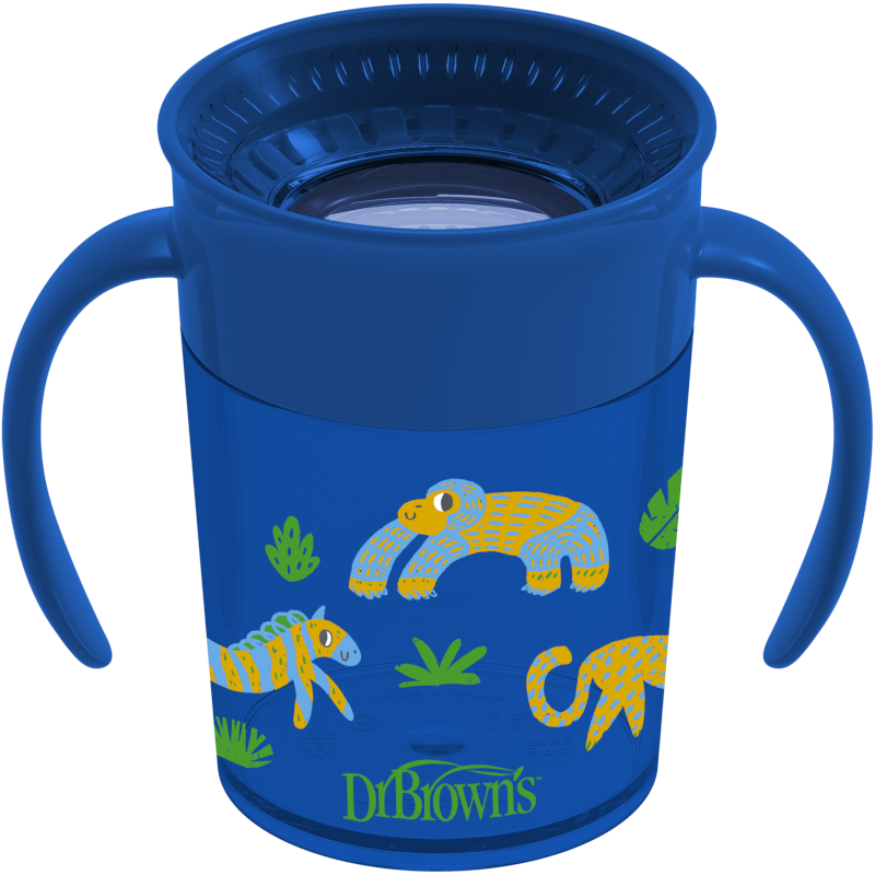 Dr. Brown's canita cu maner Cheers 360 de 200 ml 6m+ Albastru