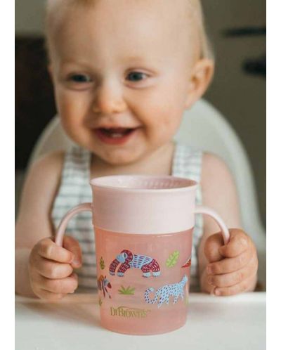 Dr. Brown's canita cu maner Cheers 360 de 200 ml 6m+ Roz 
