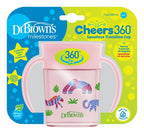 Dr. Brown's canita cu maner Cheers 360 de 200 ml 6m+ Roz 