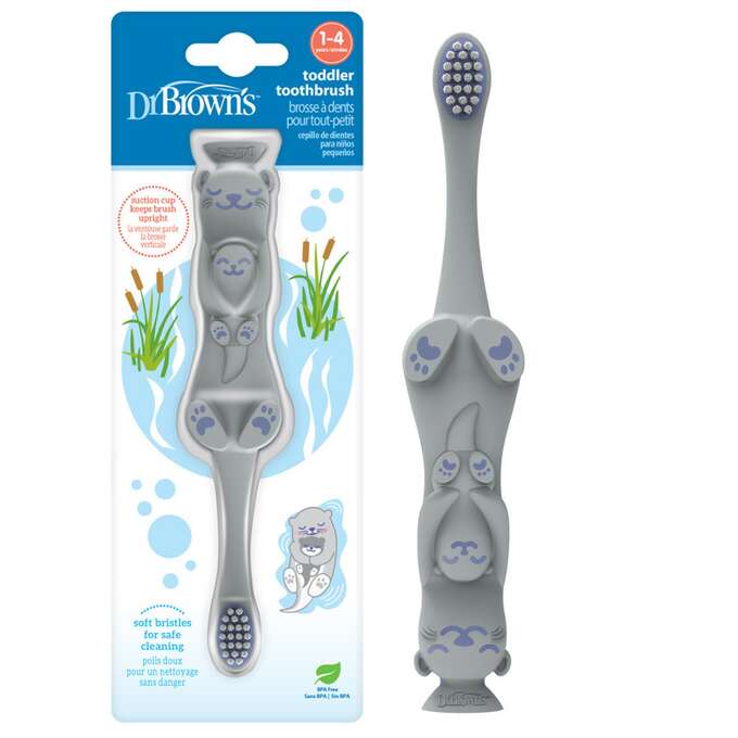 Dr.Brown's periuta de dinti Toddler Toothbrush pentru 1-4 ani, Vidra gri