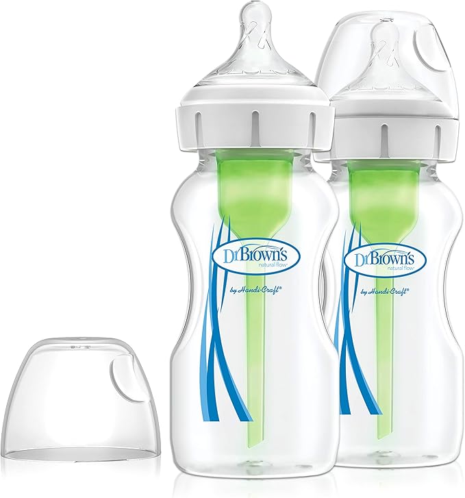 Dr. Brown's biberon anti-colici PP Options+ gat larg 270 ml 1/0m+ 2 buc