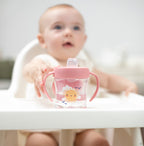 Dr. Brown's canita tranzitie cu cioc moale si manere SOFT SPOUT 180 ml 6m+ Roz cu soare