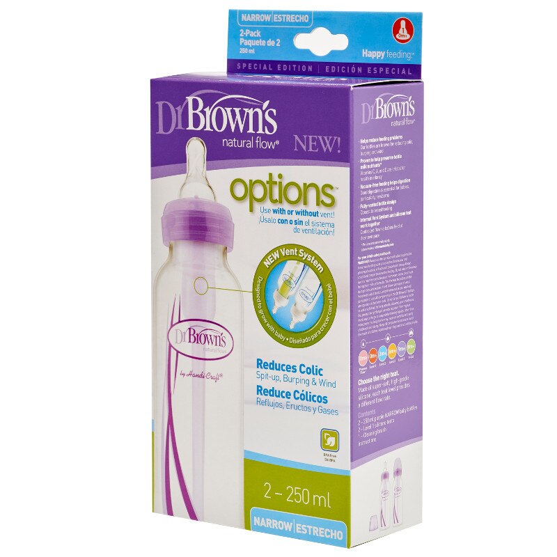 Dr. Brown's biberon Options standard 250 ml tetina 1/0m+ 2 buc
