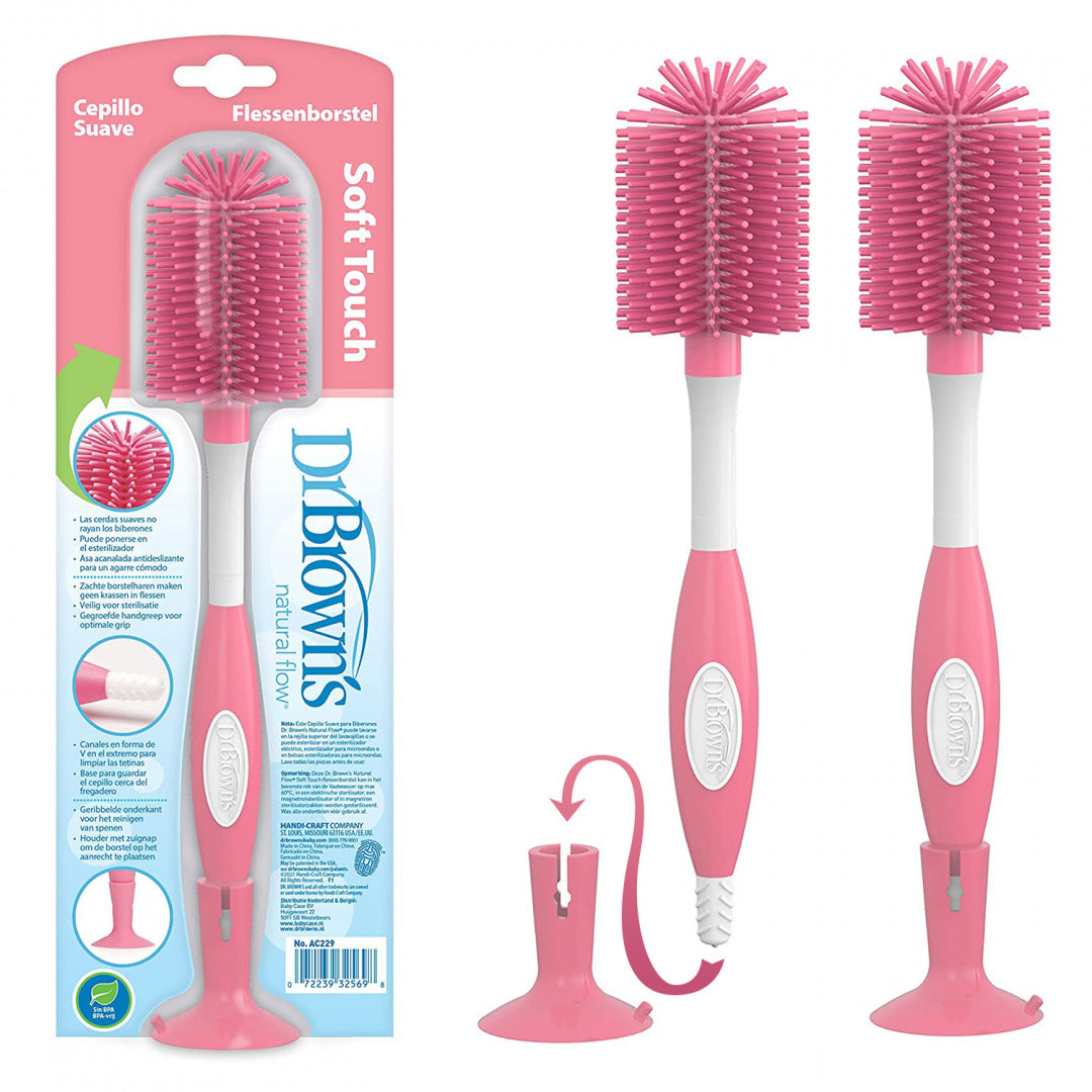 Dr. Brown's perie Soft Touch pentru biberoane 0m+, Roz 01 Imagine principală a produsului
