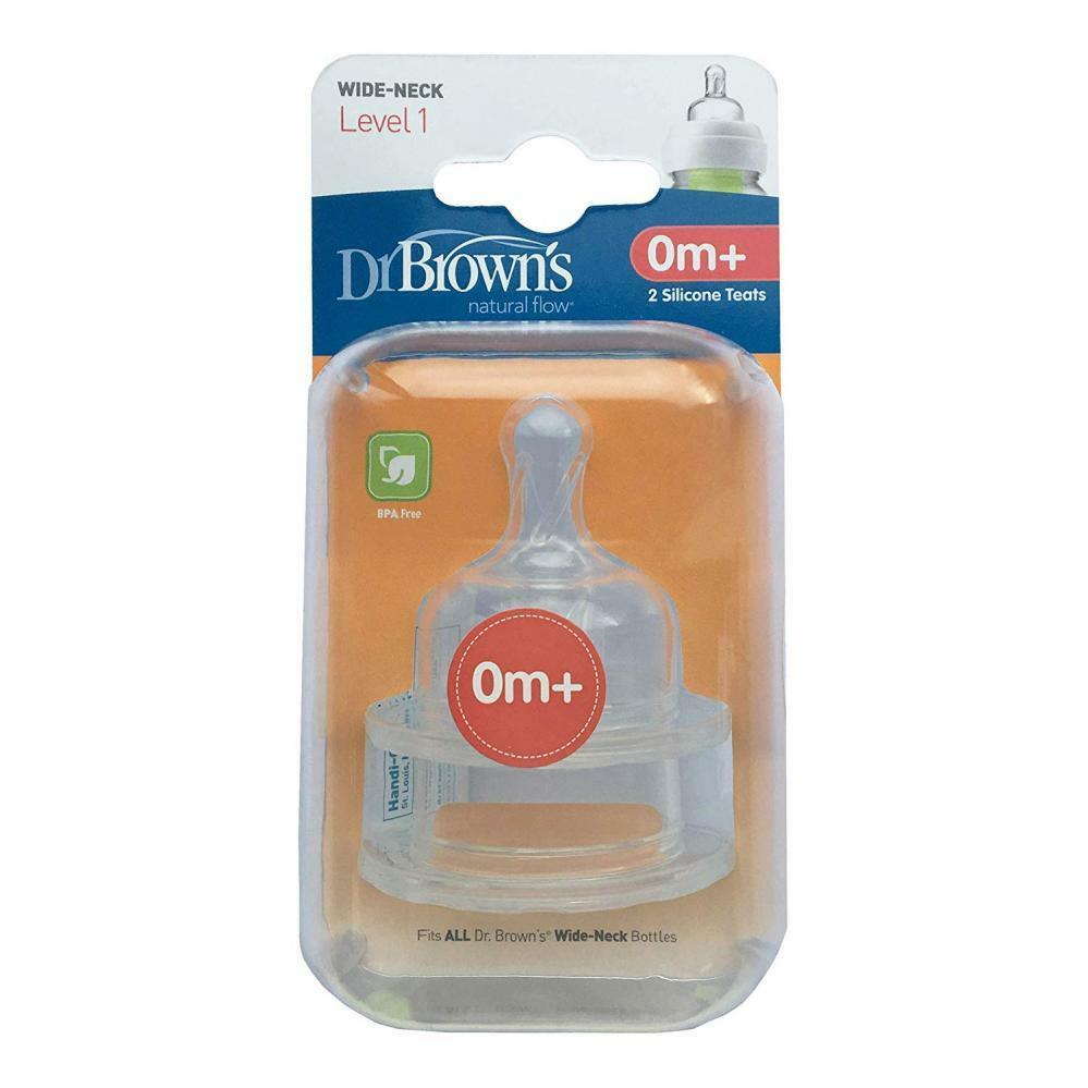 Dr. Brown's tetina silicon cu gat larg  nivel 1 pentru 0m+, 2 buc 01 Imagine principală a produsului