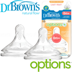Dr. Brown's tetina silicon Options+ cu gat larg  nivel 1 0m+ 02