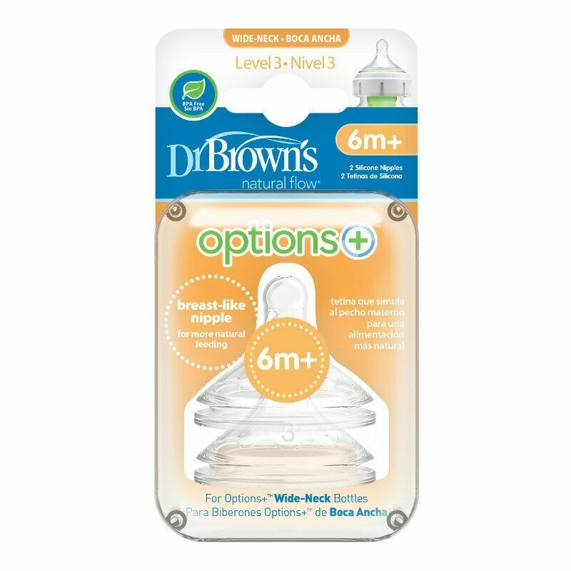 Dr. Brown's tetina silicon Options+ cu gat larg  nivel 3 6m+ 02