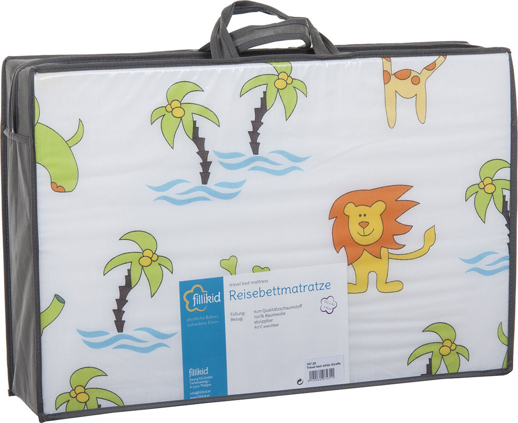 Fillikid Saltea pentru patut pliabil 120x60x4 cm Campus White Jungle