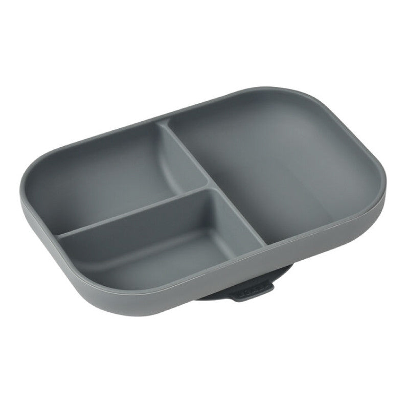 Beaba farfurie compartimentata din silicon cu ventuza 6m+ Mineral Grey