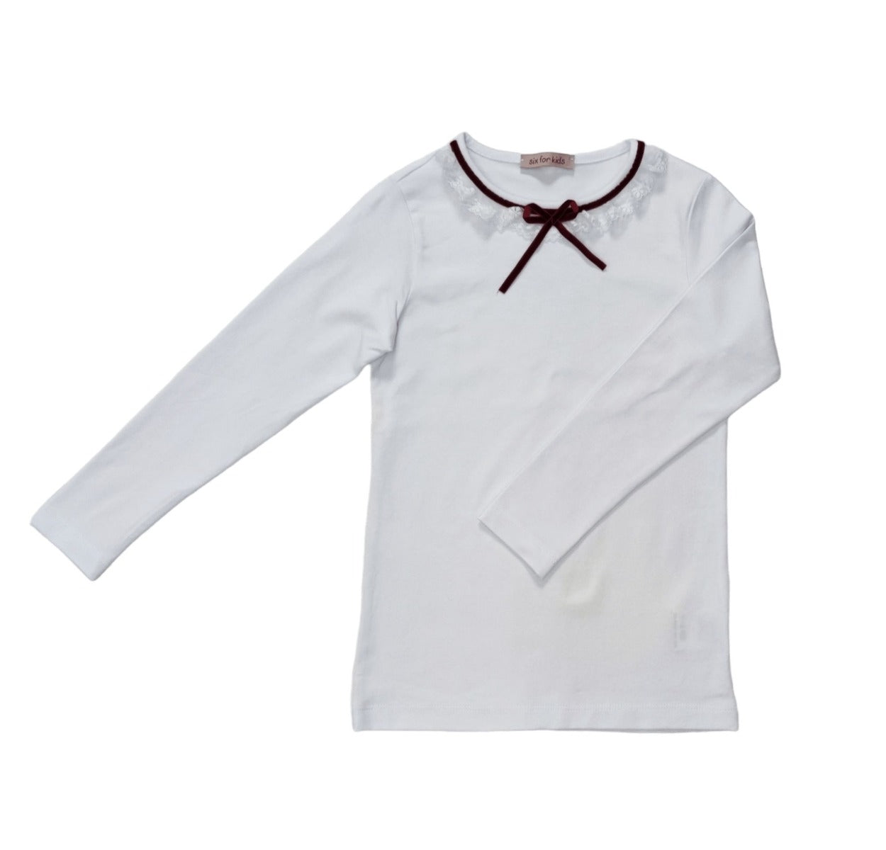 Uniforma Camasa fete Felicia cu maneca lunga Alb-Bordo