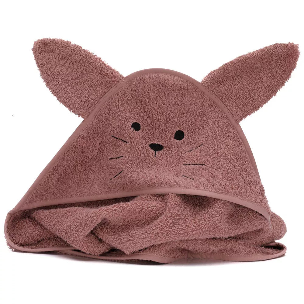 Fillikid prosop de baie cu gluga 75x75 cm 0m+ Iepuras Roz