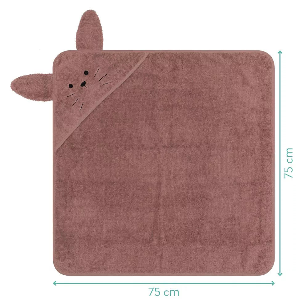 Fillikid prosop de baie cu gluga 75x75 cm 0m+ Iepuras Roz