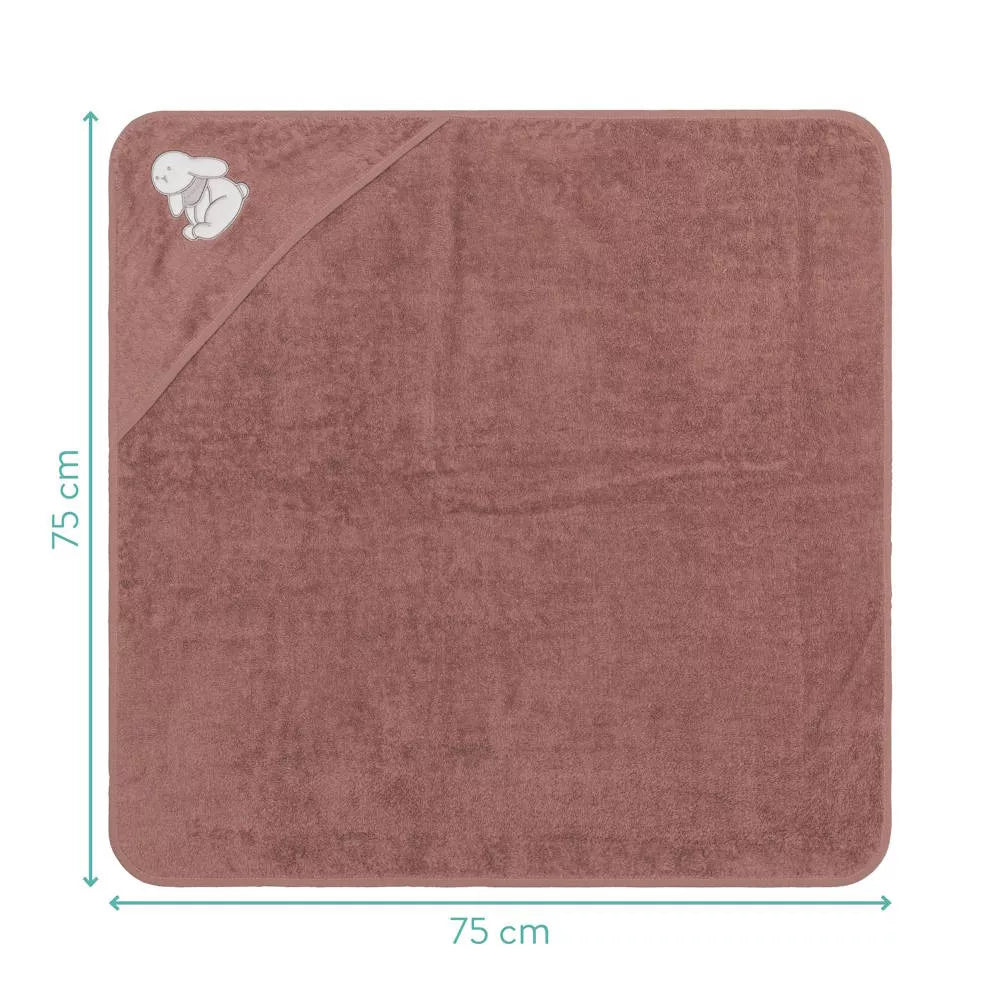 Fillikid prosop de baie cu gluga 75x75 cm 0m+ Iepuras Roz