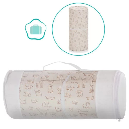 Fillikid saltea burete pentru patut pliabil 120x60x4 cm Natur cu catelusi