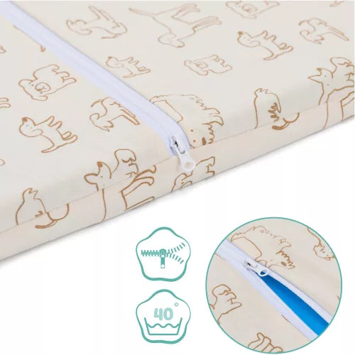 Fillikid saltea burete pentru patut pliabil 120x60x4 cm Natur cu catelusi