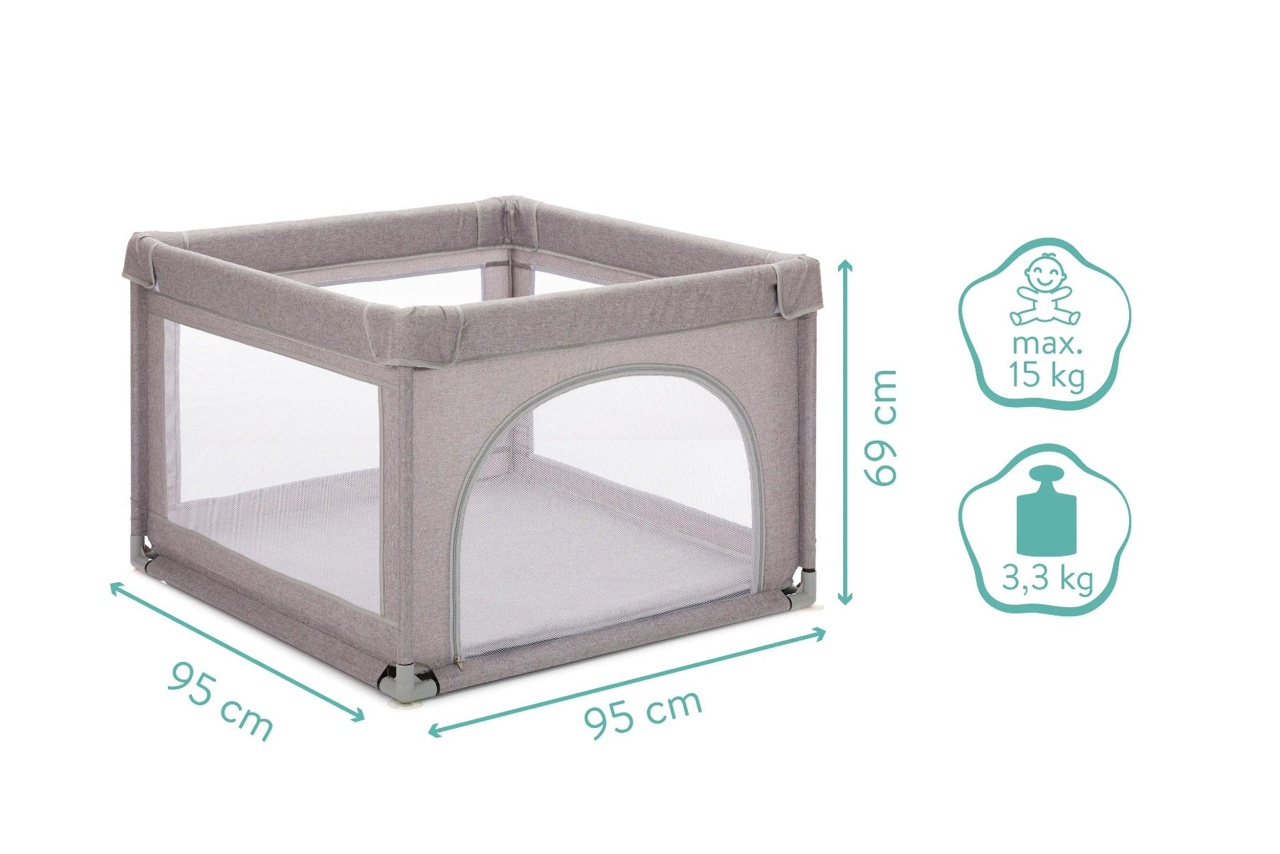 Fillikid tarc MIA 95x95x68 cm 0m+ Grey