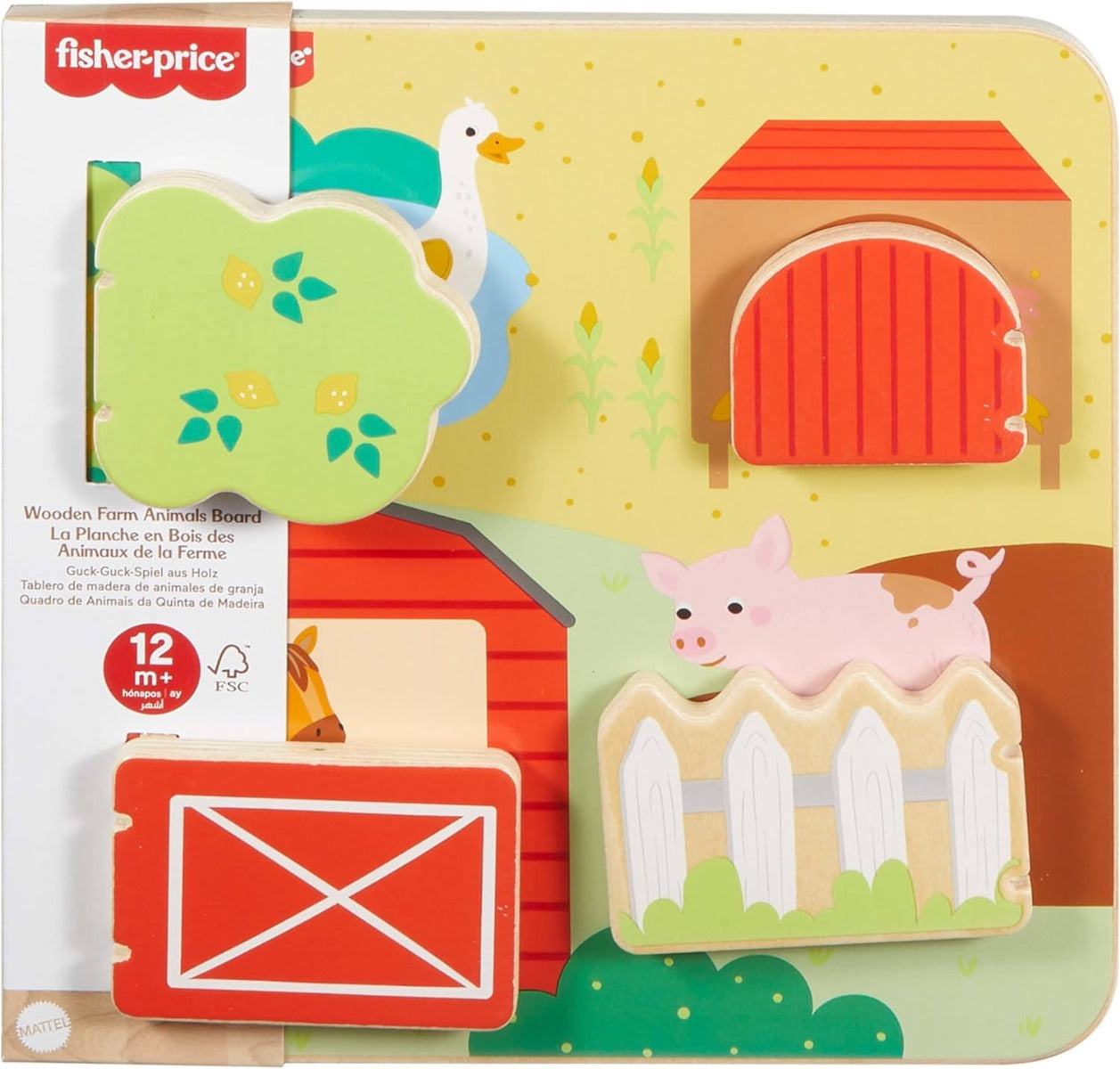 Fisher Price jucarie din lemn Wooden Farm Animal 12m+ Imagine principală a produsului