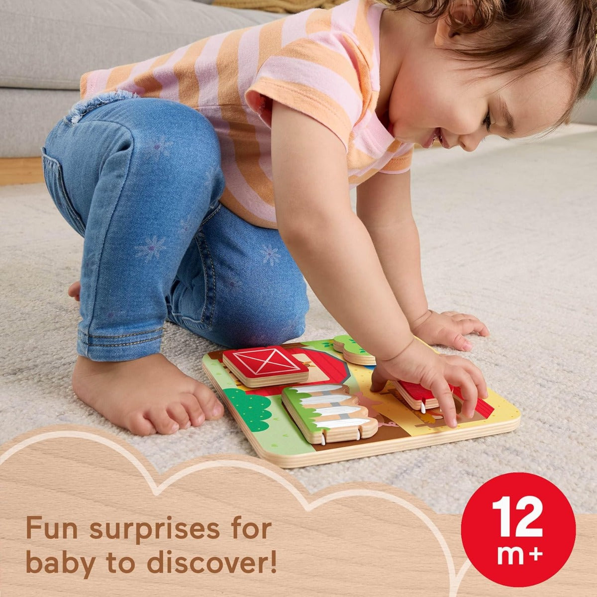 Fisher Price jucarie din lemn Wooden Farm Animal 12m+