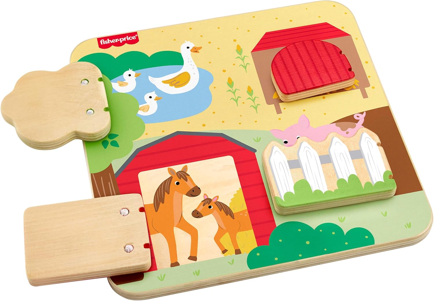 Fisher Price jucarie din lemn Wooden Farm Animal 12m+