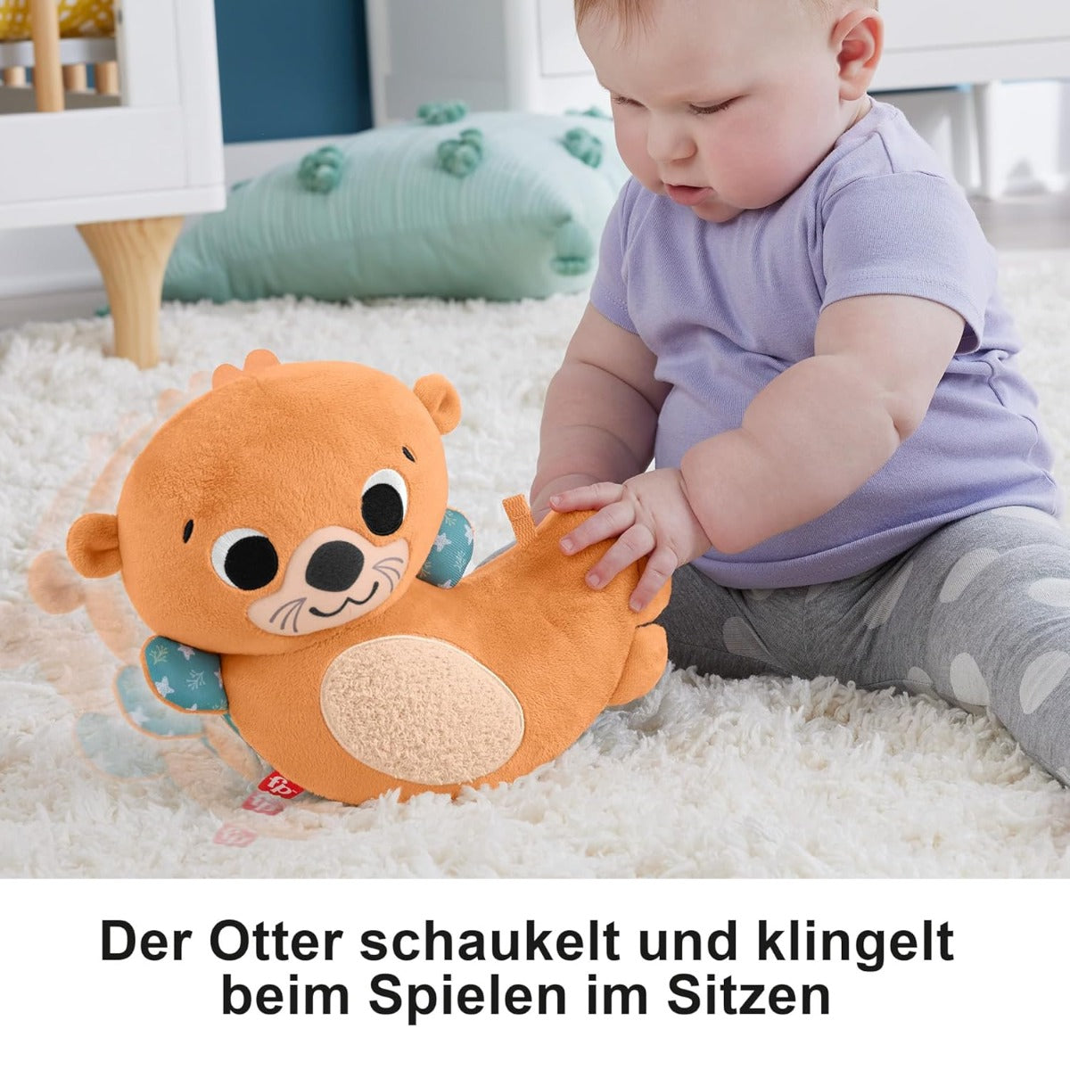 Fisher Price jucarie plus senzoriala 2in1 Rockin’ Tummy Time Otter 0m+ Vidra