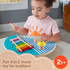 Fisher Price masuta muzicala din lemn cu 3 piese si xilofon 2 ani+