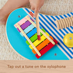 Fisher Price masuta muzicala din lemn cu 3 piese si xilofon 2 ani+