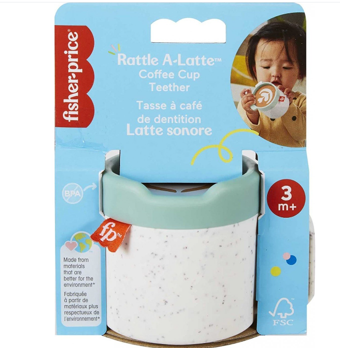 Fisher Price jucarie zornaitoare Rattle A-Latte Coffee Cup Teether 3m+