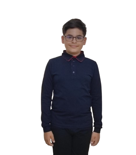 Uniforma Camasa baieti Gabriel cu maneca lunga 5-12 ani Dark Blue-Rosu Imagine secundară a produsului