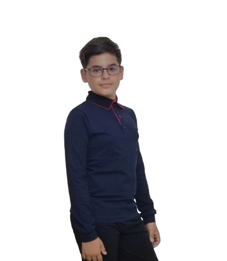 Uniforma Camasa baieti Gabriel cu maneca lunga 5-12 ani Dark Blue-Rosu