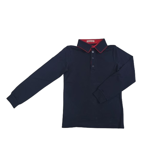 Uniforma Camasa baieti Gabriel cu maneca lunga 5-12 ani Dark Blue-Rosu Imagine principală a produsului