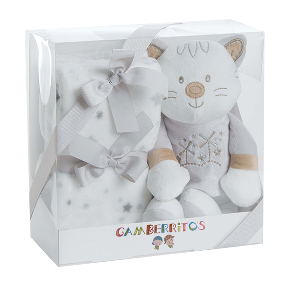 Gamberritos patura 80x110 cm cu cadou plus 0m+ Pisica gri Imagine principală a produsului