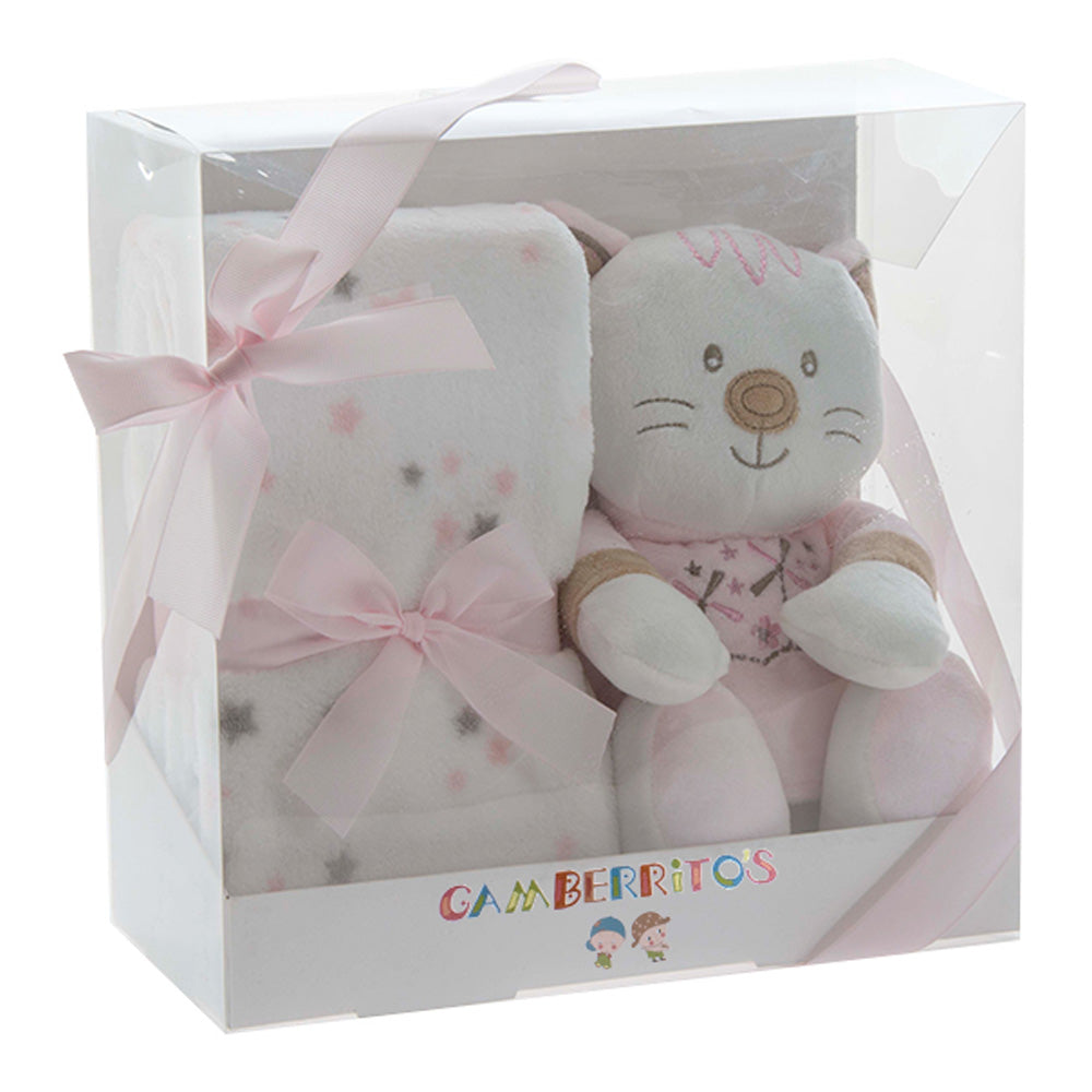 Gamberritos patura 80x110 cm cu cadou plus 0m+ Pisica roz Imagine principală a produsului