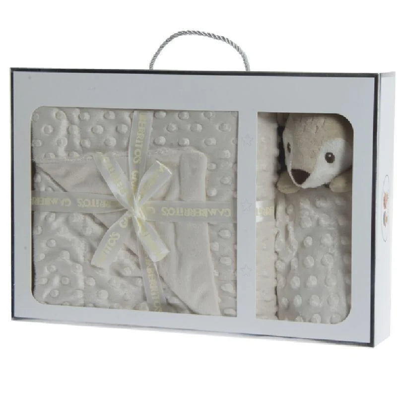 Gamberritos patura 80x110 cm cu cadou plus 0m+ Beige cu caprioara